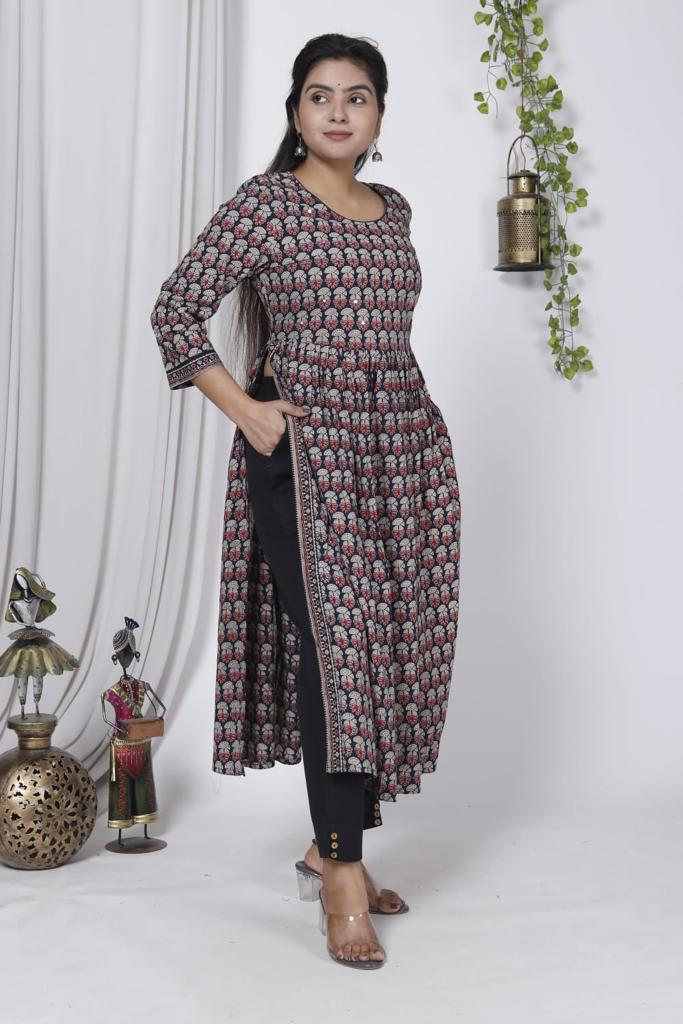 Ajrakh Print Nayara Cut Kurti with Pants