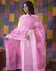 Rajasthani Unstitched Aplique Suits In Pink