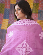 Rajasthani Unstitched Aplique Suits In Pink