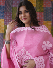 Rajasthani Unstitched Aplique Suits In Pink