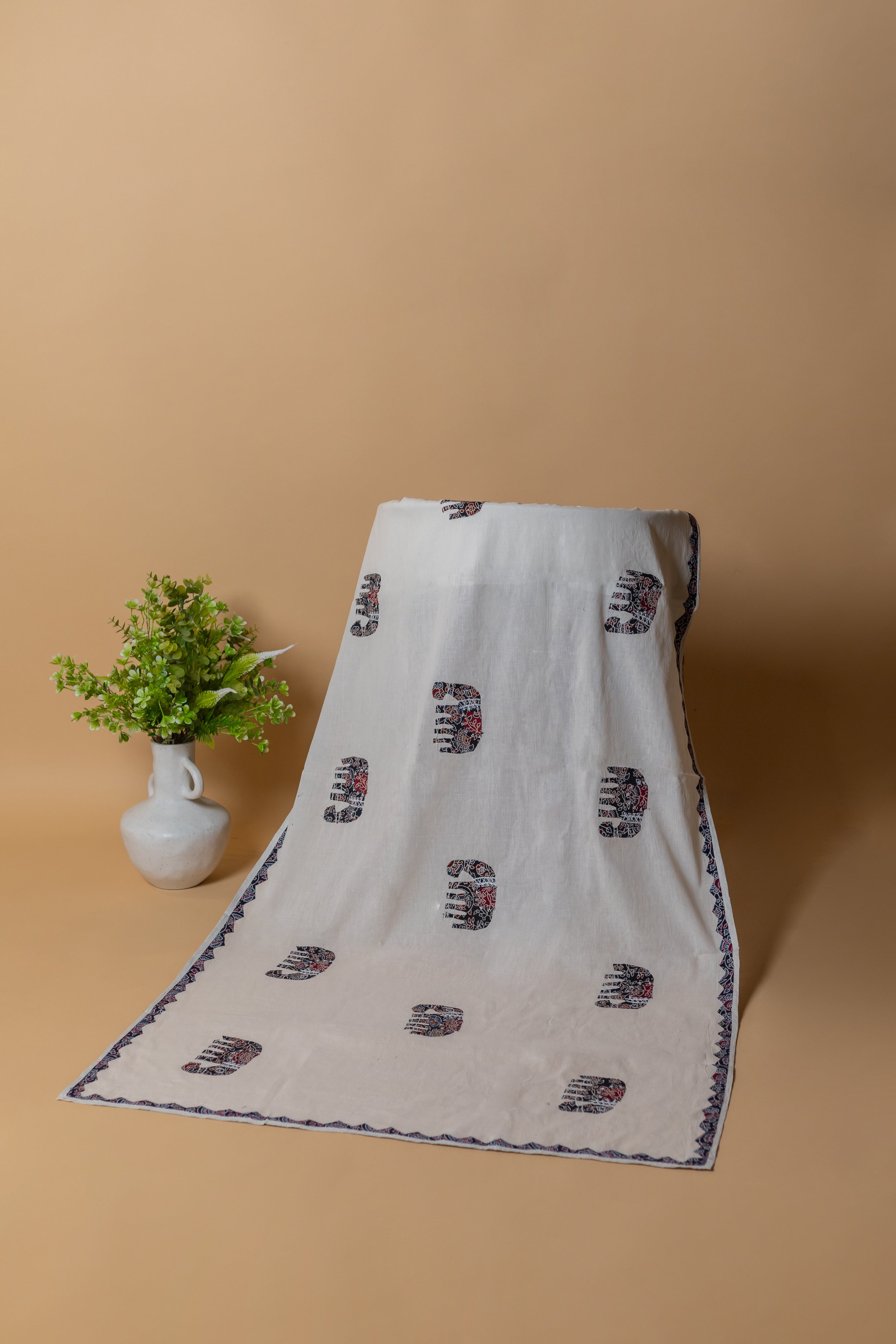 Ajrakh print hand work dupatta