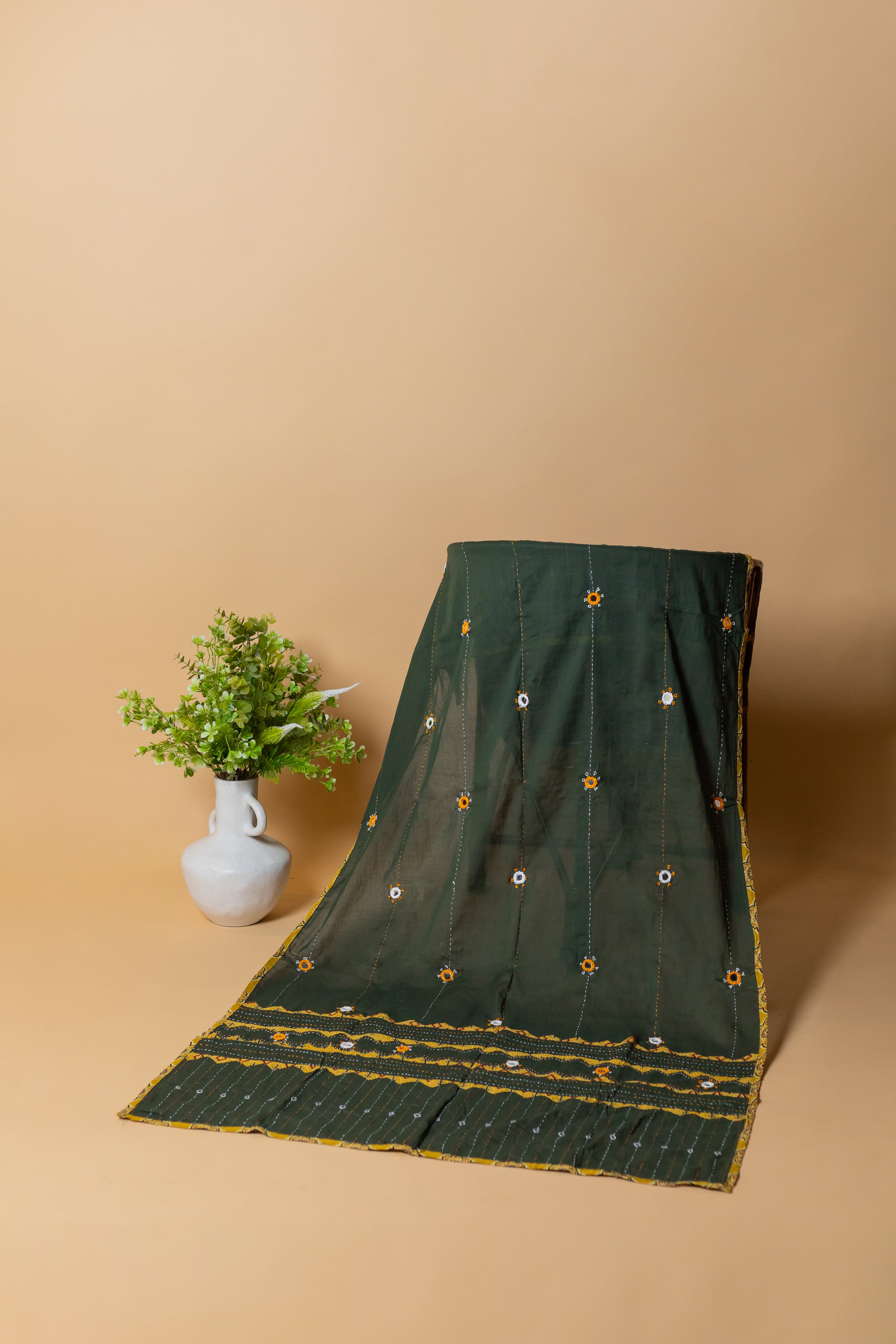 Ajrakh print hand work dupatta