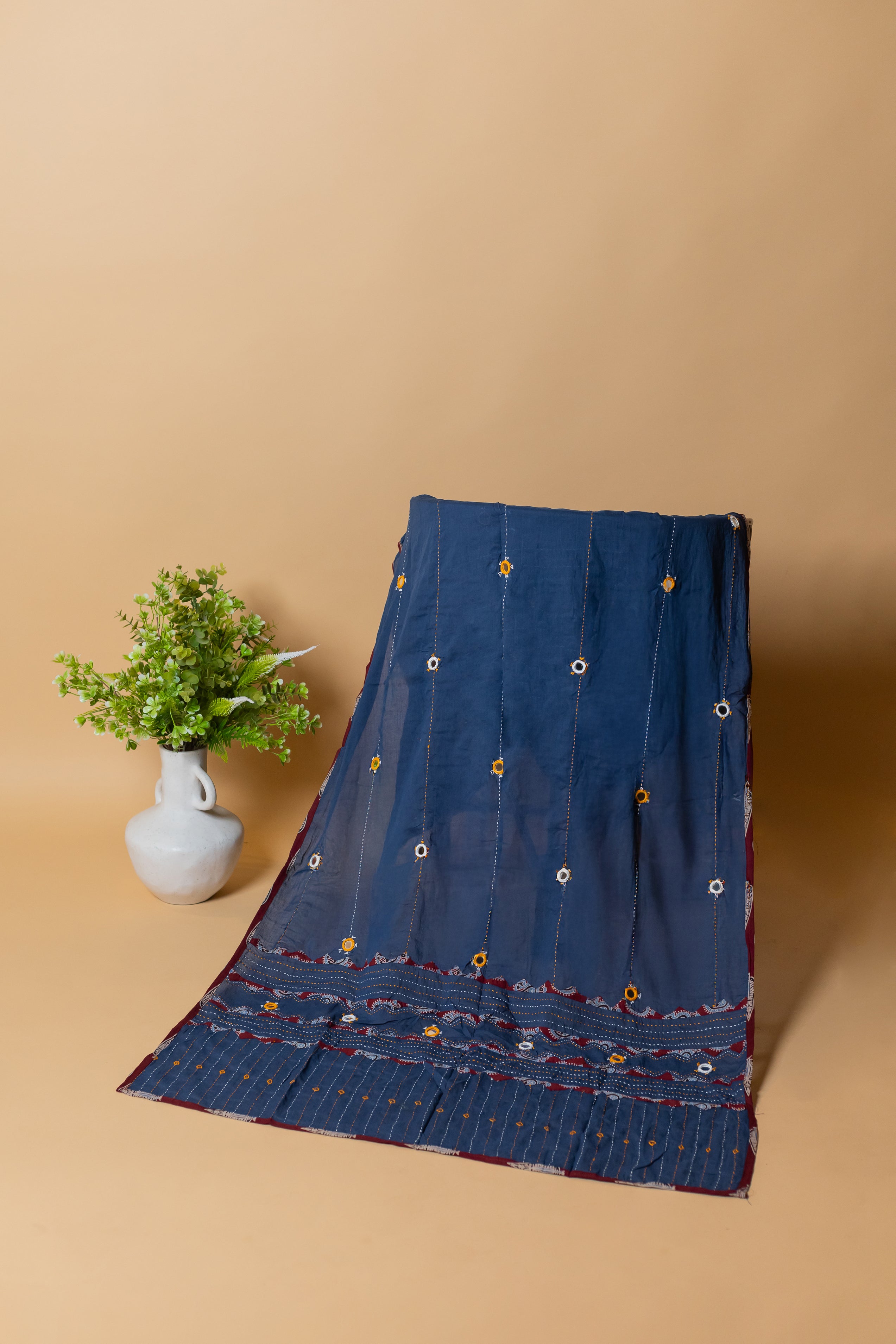 Ajrakh print hand work dupatta