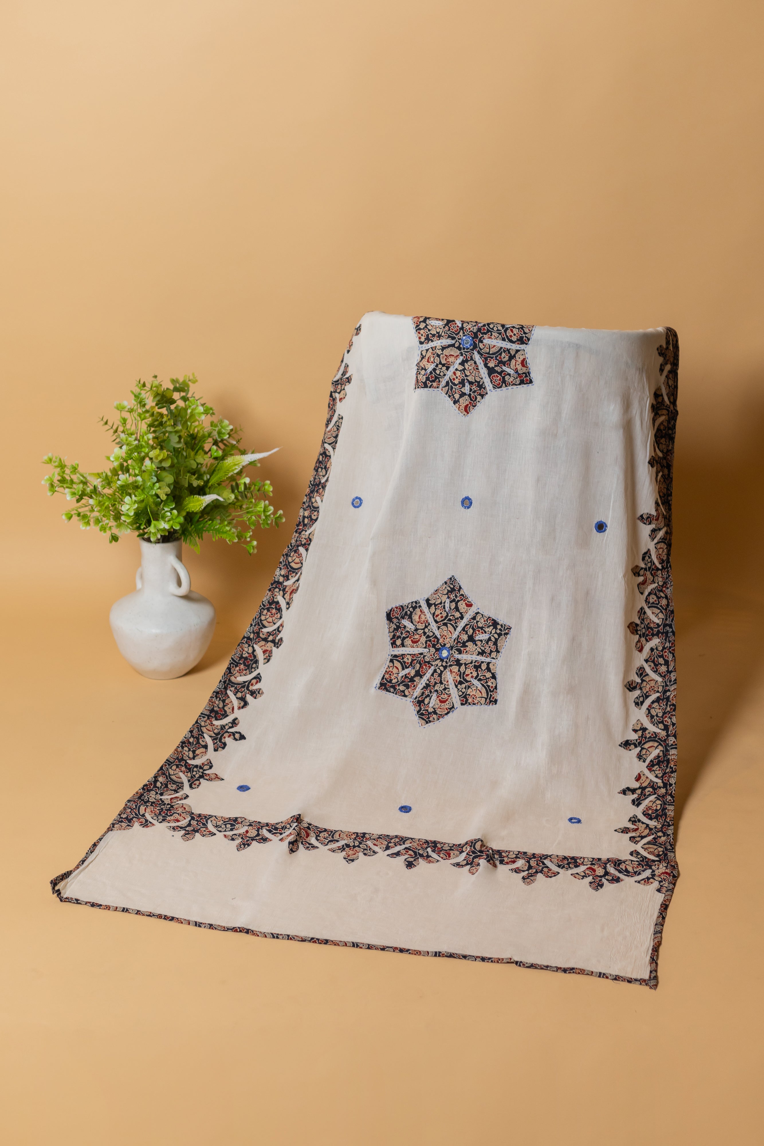 Ajrakh print hand work dupatta