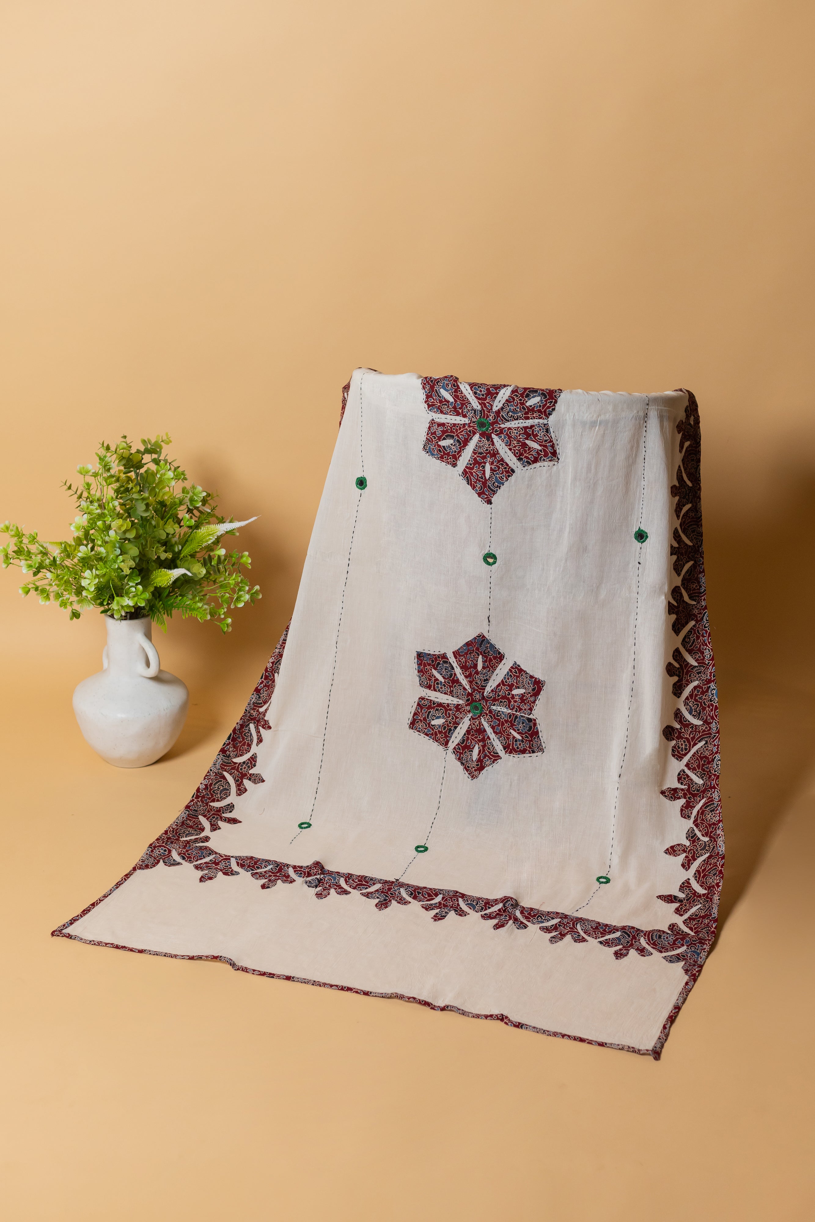 Ajrakh print hand work dupatta