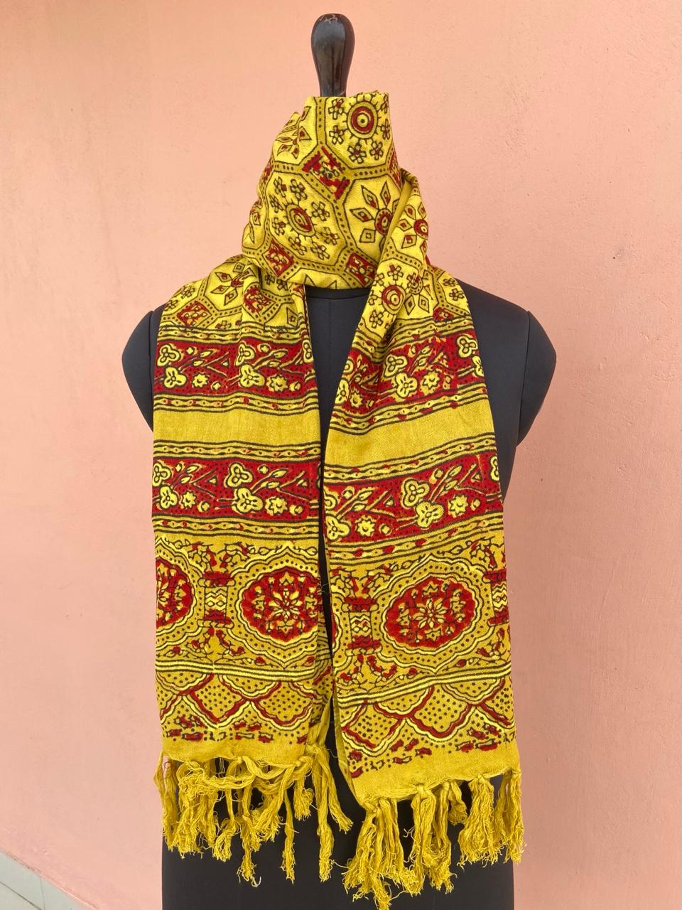 Soft Ryon Hand Block Ajarakh Print Stole