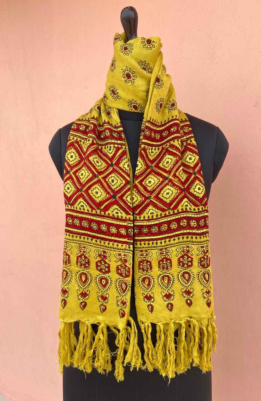 Soft Ryon Hand Block Ajarakh Print Stole