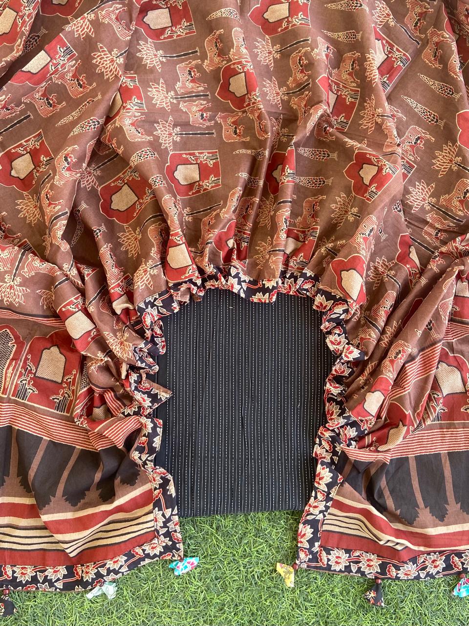 Sanganeri Cotton Dupatta Ajrakh Suit