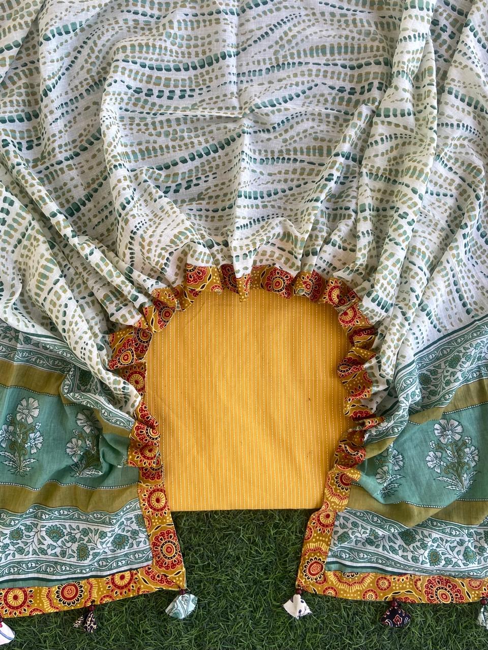 Sanganeri Cotton Dupatta Ajrakh Suit