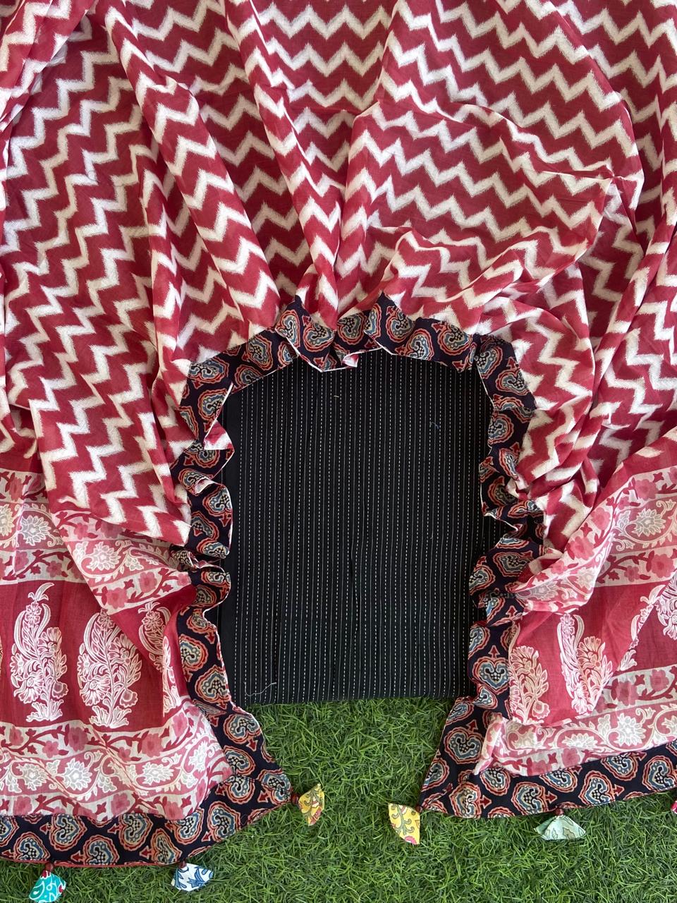 Sanganeri Cotton Dupatta Ajrakh Suit