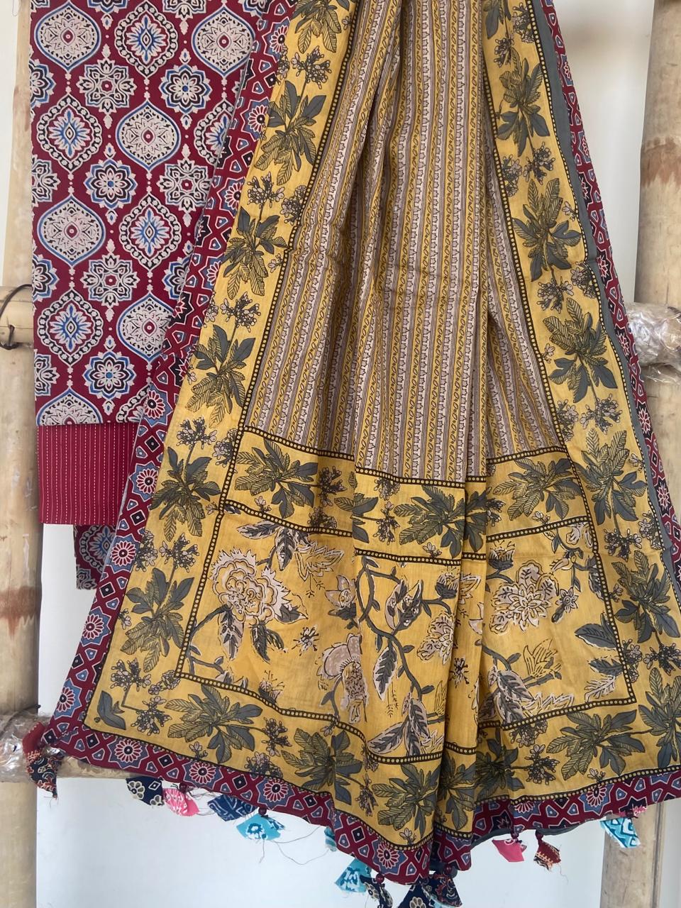 Ajrakh Sanganeri Top & Bottom Set