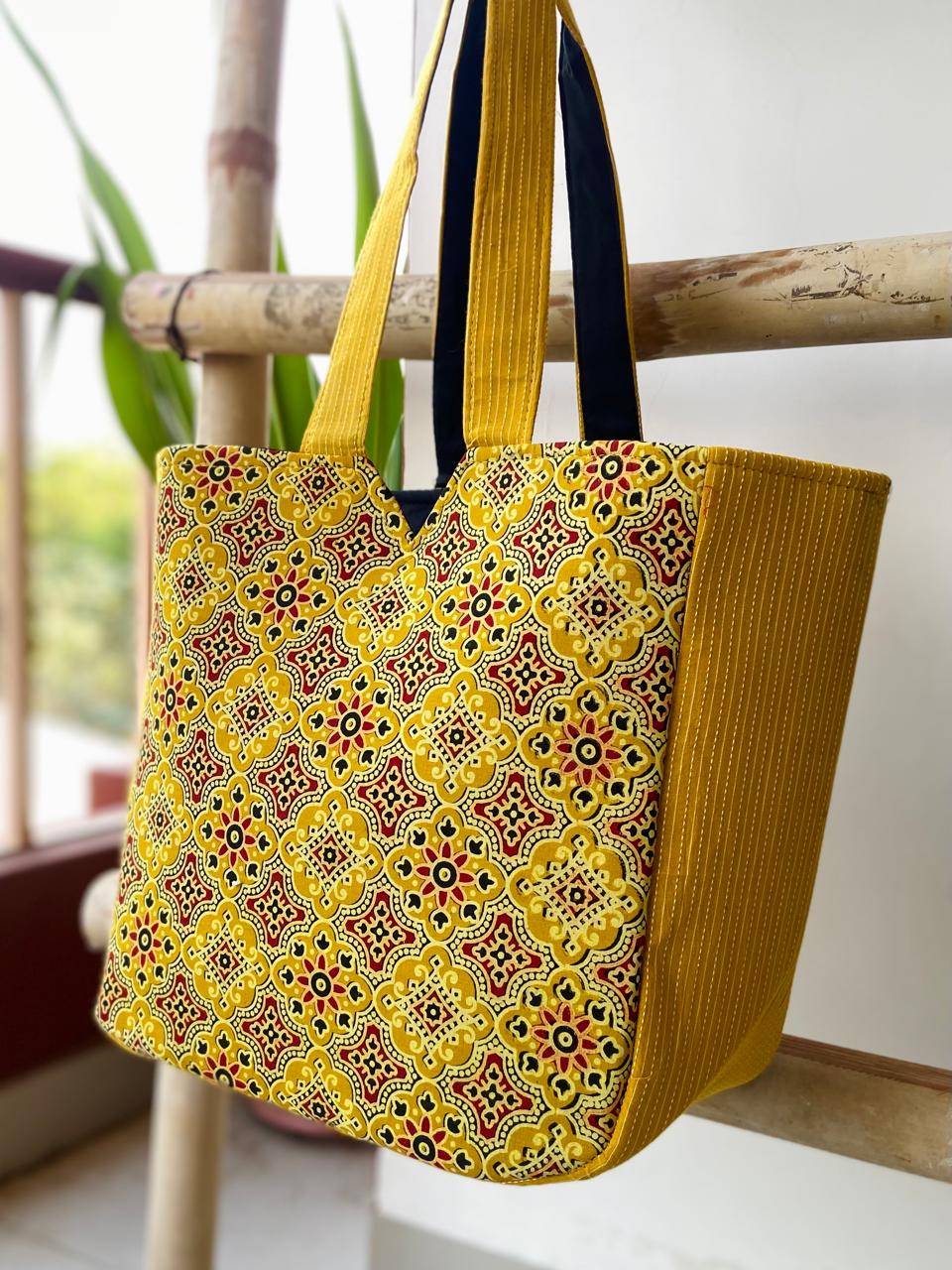 Ajrakh Print Shopping Hand Bags