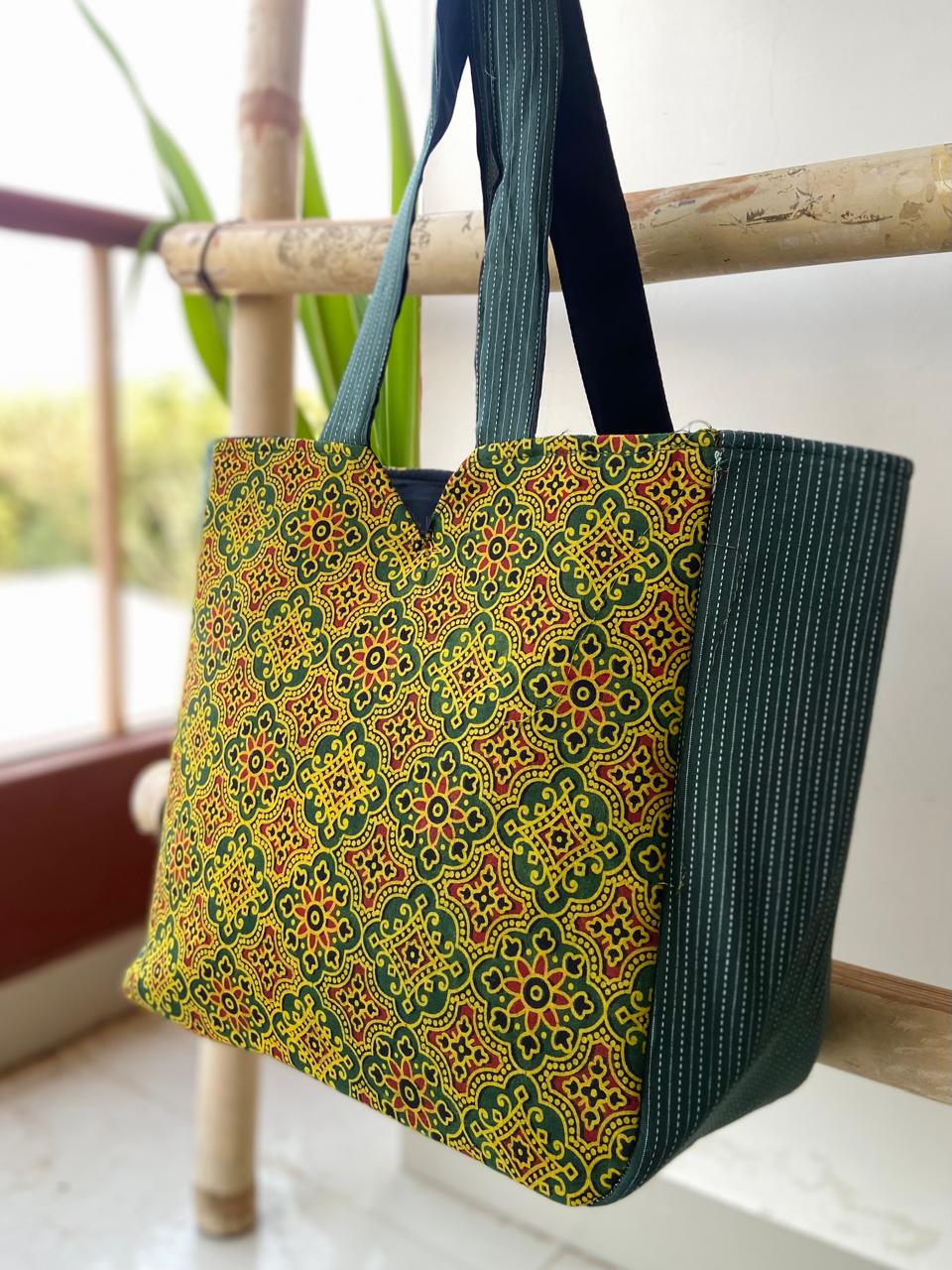 Ajrakh Print Shopping Hand Bags