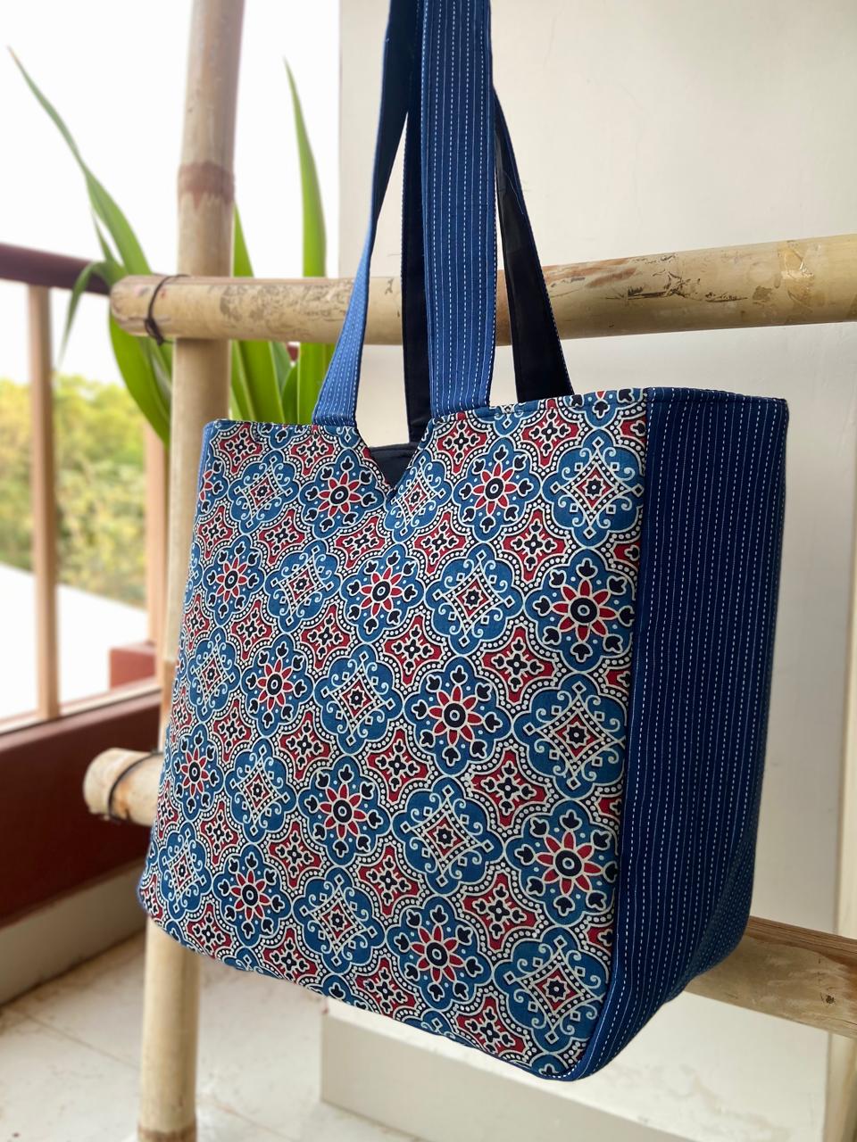 Ajrakh Print Shopping Hand Bags