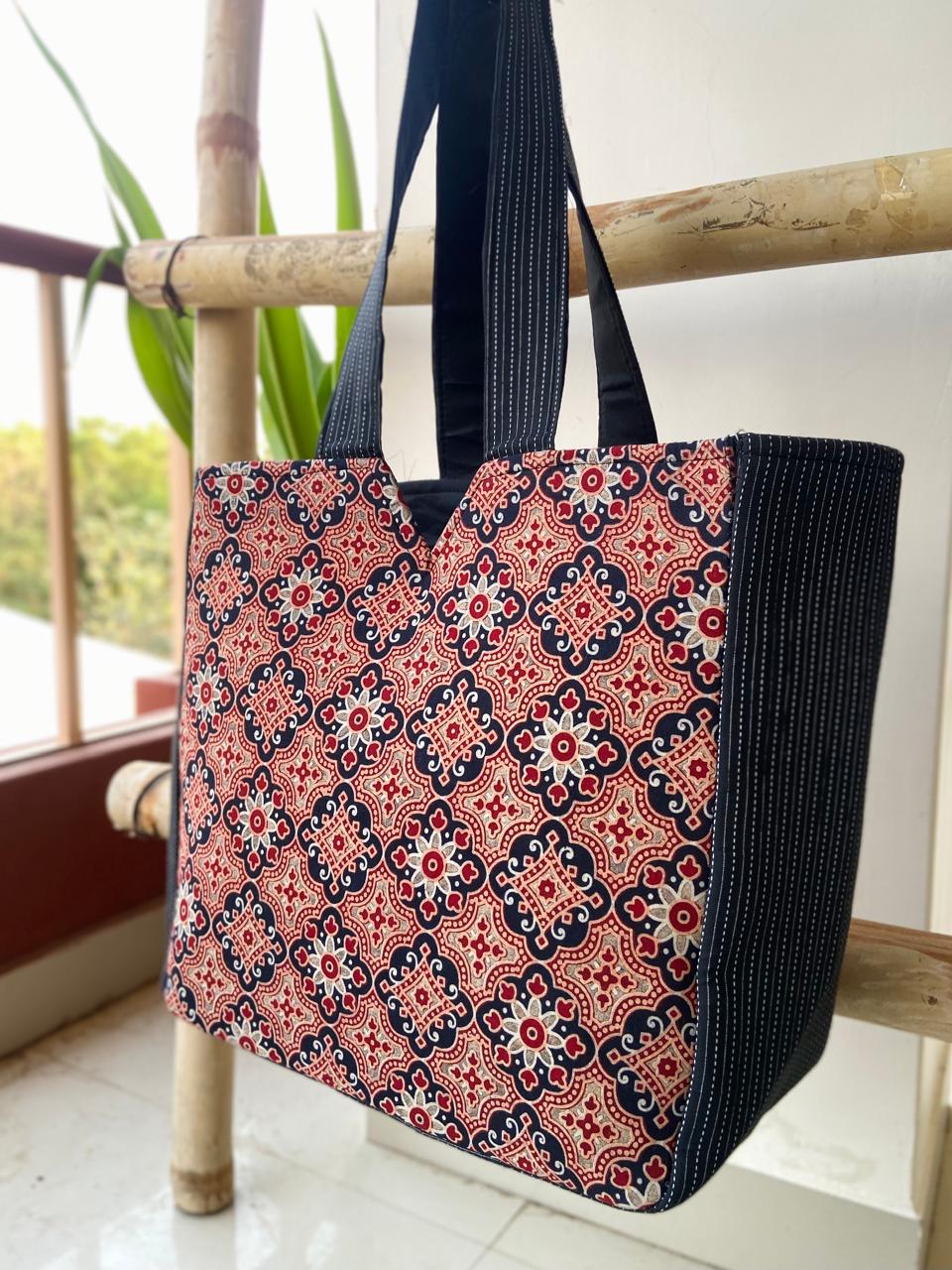 Ajrakh Print Shopping Hand Bags