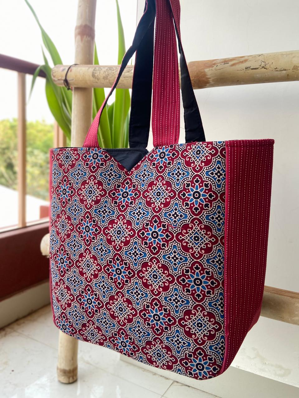 Ajrakh Print Shopping Hand Bags