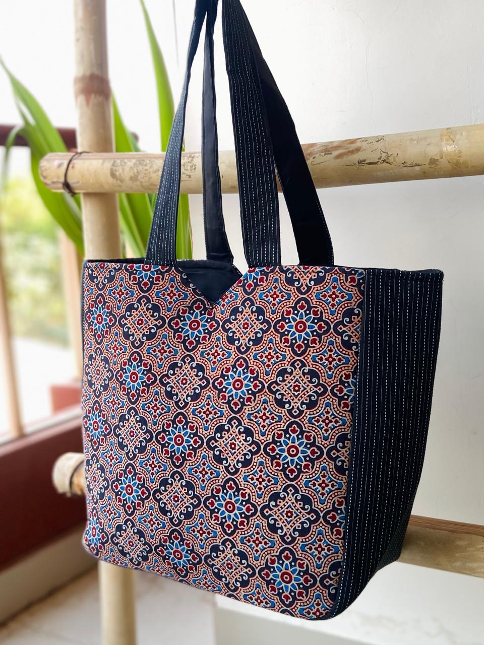 Ajrakh Print Shopping Hand Bags