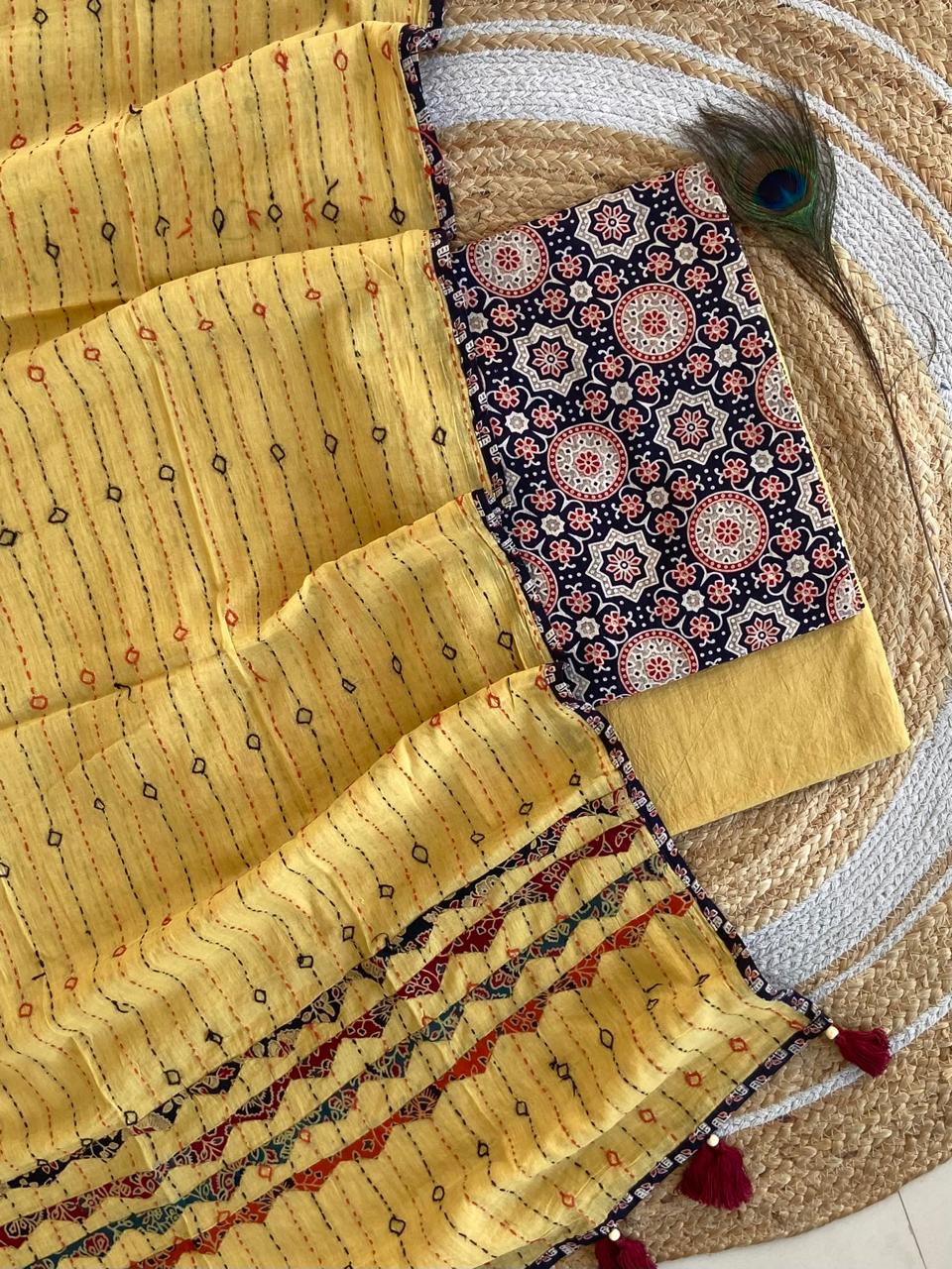 Ajrakh Print Natural Dye 3 pcs Suit