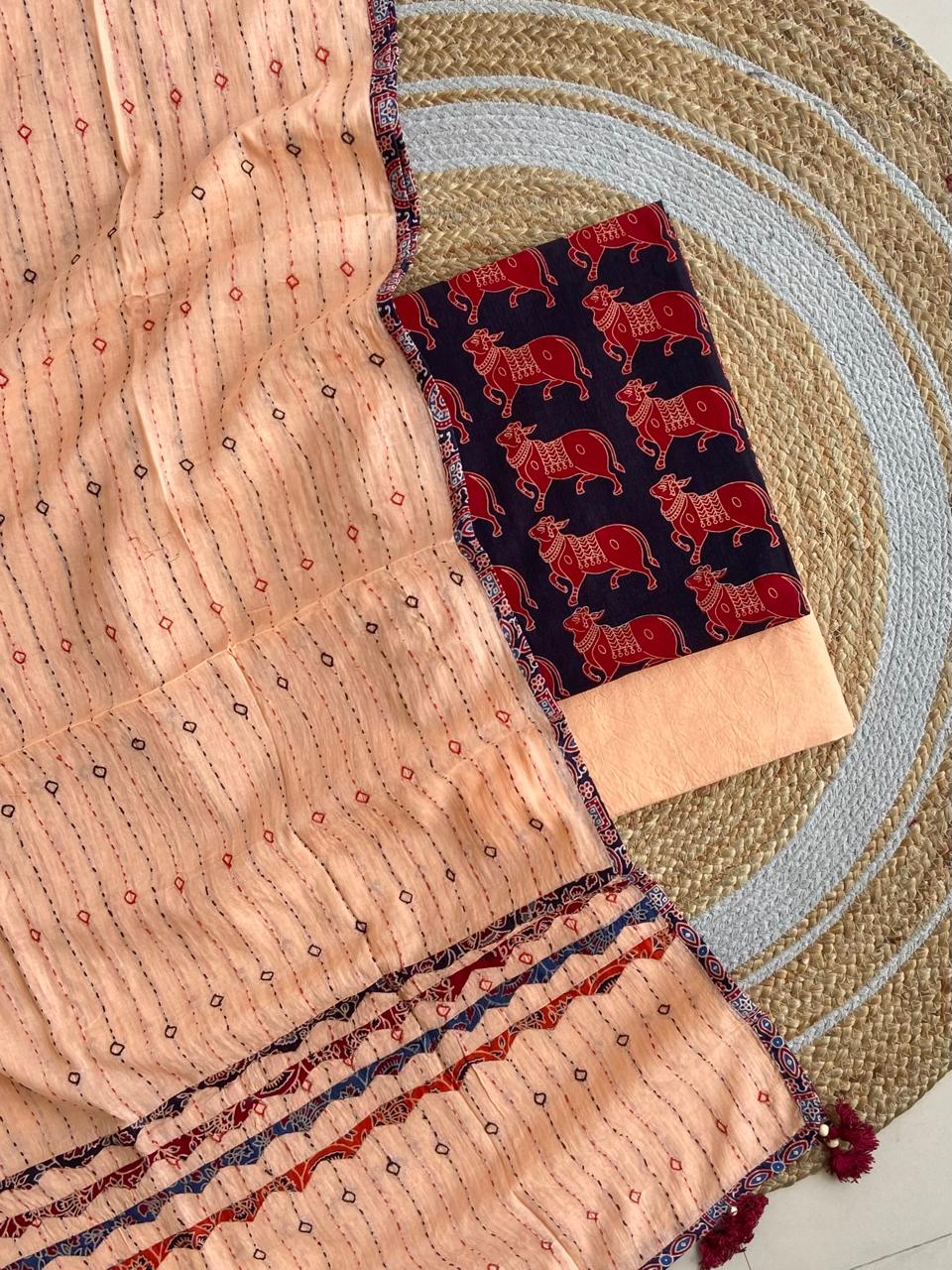 Ajrakh Print Natural Dye 3 pcs Suit