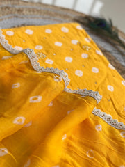 Bandhani Mirror Work  Suit with Dupatta