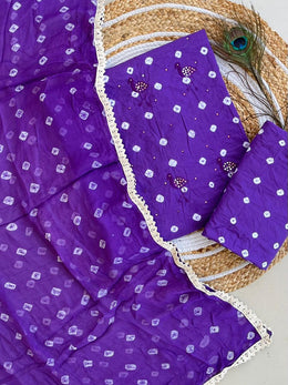 Bandhani Mirror Work Suit with Dupatta