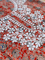 Chikankari Work Ajrakh Dupatta Suit