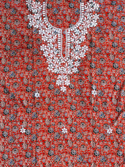 Chikankari Work Ajrakh Dupatta Suit
