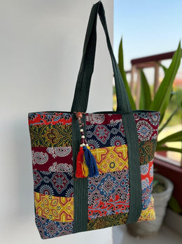 Ajrakh Patchwork Shoulder Handbag