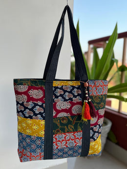 Ajrakh Patchwork Shoulder Handbag