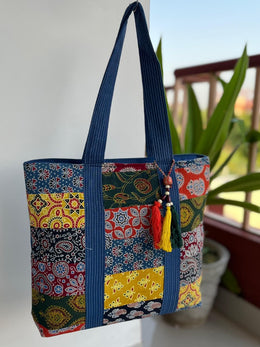 Ajrakh Patchwork Shoulder Handbag
