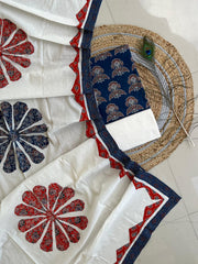 Ajrakh Patch Work Suit with Dupatta