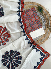 Ajrakh Patch Work Suit with Dupatta