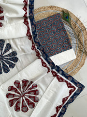 Ajrakh Patch Work Suit with Dupatta