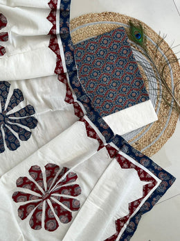 Ajrakh Patch Work Suit with Dupatta