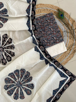 Ajrakh Patch Work Suit with Dupatta