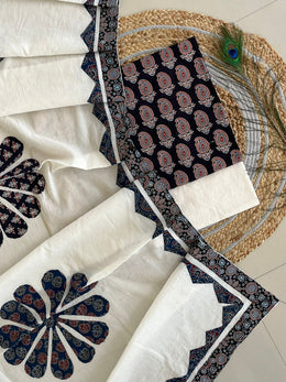 Ajrakh Patch Work Suit with Dupatta