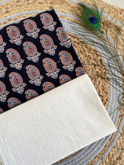 Ajrakh Patch Work Suit with Dupatta