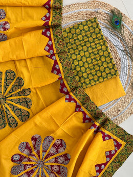 Ajrakh Patch Work Suit with Dupatta