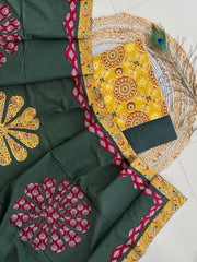 Ajrakh Patch Work Suit with Dupatta