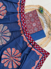 Ajrakh Patch Work Suit with Dupatta