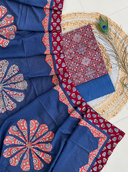 Ajrakh Patch Work Suit with Dupatta