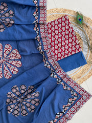 Ajrakh Patch Work Suit with Dupatta