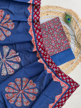 Ajrakh Patch Work Suit with Dupatta