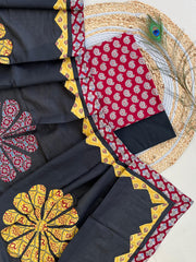 Ajrakh Patch Work Suit with Dupatta