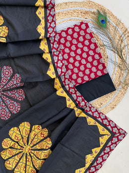 Ajrakh Patch Work Suit with Dupatta