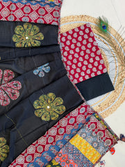 Ajrakh Patch Work Suit with Dupatta
