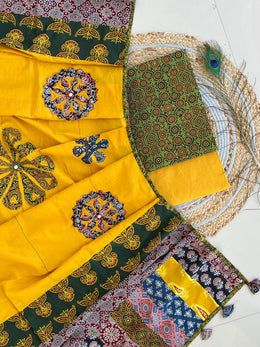 Ajrakh Patch Work Suit with Dupatta