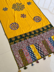 Ajrakh Patch Work Suit with Dupatta