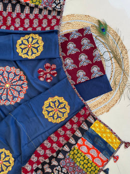 Ajrakh Patch Work Suit with Dupatta