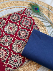 Ajrakh Patch Work Suit with Dupatta